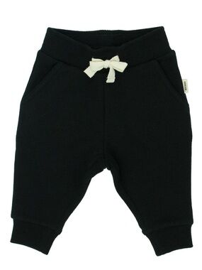 Griege Bamboo Kids Fleece Jogger Black Sweatpants with Drawstring and Pockets